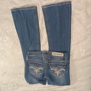 Rock Revival Jeans Womens 25 Jill Embellished Bootcut Lowrise Stretchy Blue Y2K